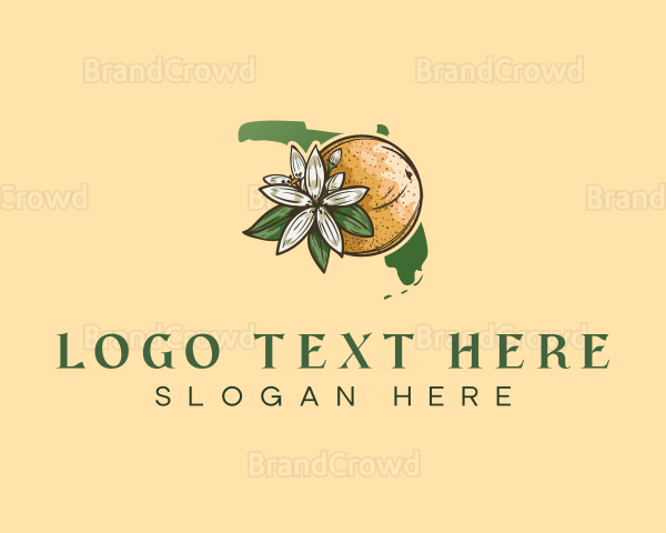 Tangerine Fruit Flower Logo