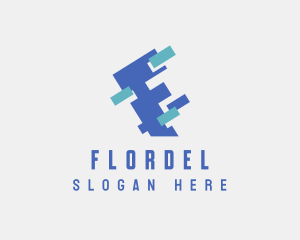 Digital Pixel Letter F logo design