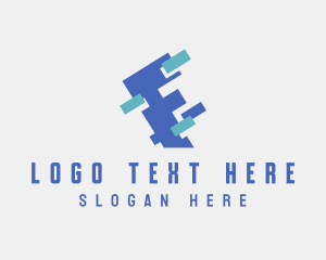Data - Digital Pixel Letter F logo design