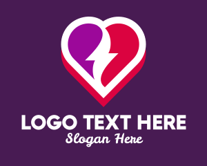 Purple Heart - Lovely Thunder Heart logo design