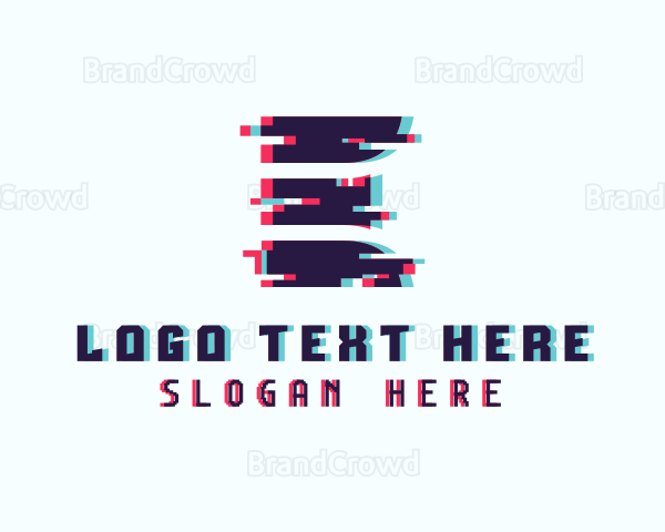 Pixel Glitch Letter E Logo