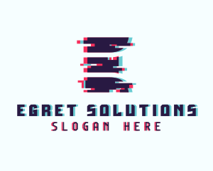 Pixel Glitch Letter E logo design