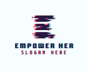 Pixel Glitch Letter E logo design