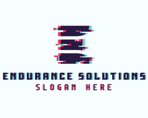 Pixel Glitch Letter E logo design