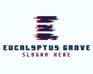 Pixel Glitch Letter E logo design