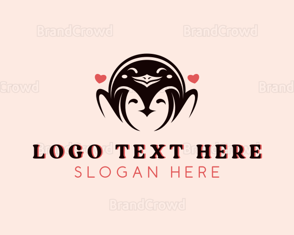 Heart Penguin Animal Logo