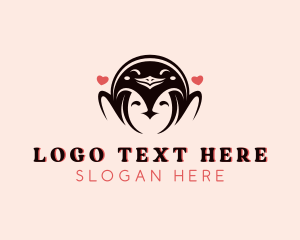 Heart Penguin Animal logo design