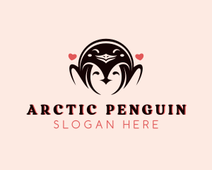 Heart Penguin Bird logo design