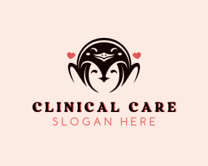 Heart Penguin Bird logo design