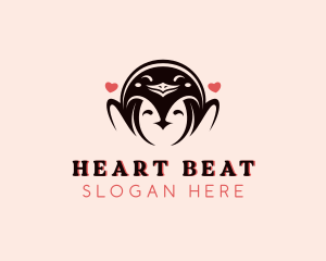 Heart Penguin Bird logo design