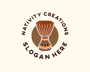 African Percussion Drum logo design