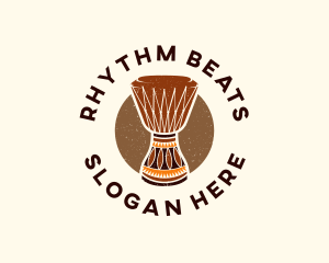 African Percussion Drum logo design