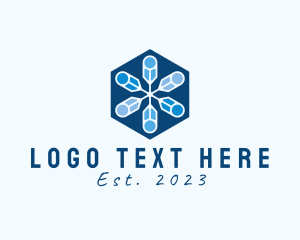 Snow - Hexagon Pencil Snowflake logo design