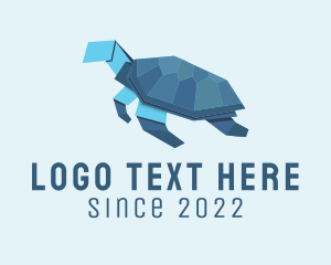 Aqua - Sea Turtle Origami logo design
