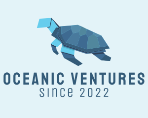 Sea Turtle Origami  logo design