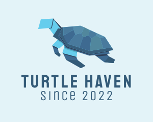 Sea Turtle Origami  logo design