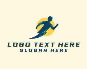 Runner - Energy Lightning Human logo design