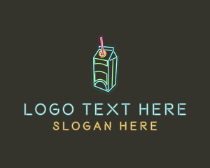 Juice Bar - Neon Beverage Box logo design