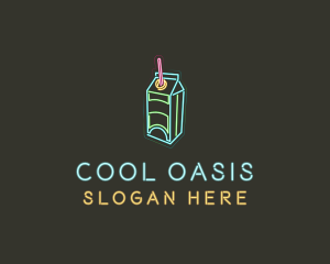 Refreshment - Neon Beverage Box logo design