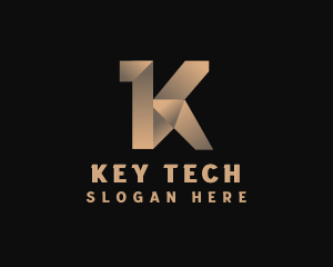 Origami Polygon Letter K logo design