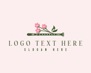 Woodwind - Dainty Floral Flute logo design