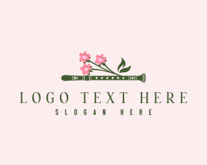 Musician - Dainty Floral Flute logo design