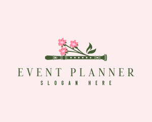 Musical Instrument - Dainty Floral Flute logo design