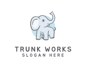 Trunk - Cute Elephant Animal logo design