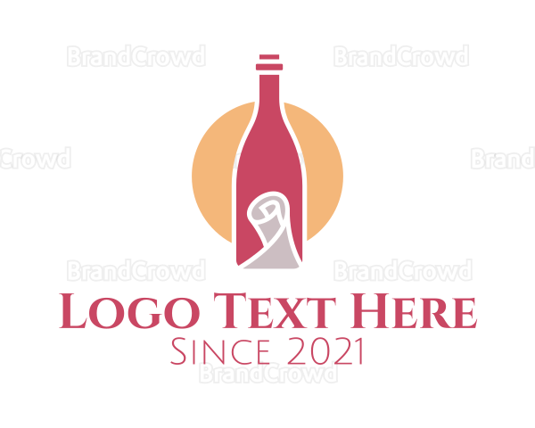 Wine Bottle Scroll Logo