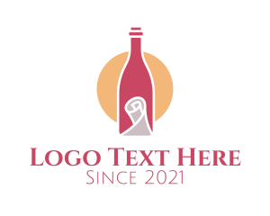 Wine Shop - Wine Bottle Scroll logo design