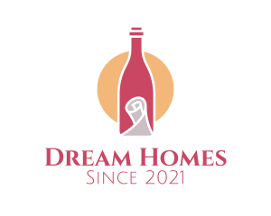 Wine Store - Wine Bottle Scroll logo design