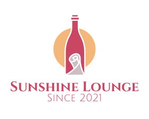 Wine Bottle Scroll logo design