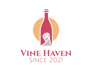 Wine Bottle Scroll logo design