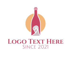 Glass - Wine Bottle Scroll logo design