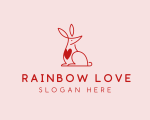 Love Heart Kangaroo  logo design