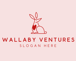 Wallaby - Love Heart Kangaroo logo design