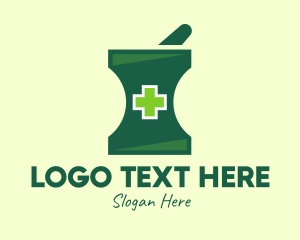 Mortar And Pestle - Green Cross Healing logo design