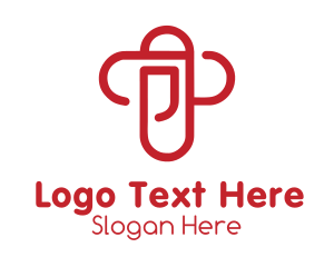 Red Cross - Paper Clip Cross logo design