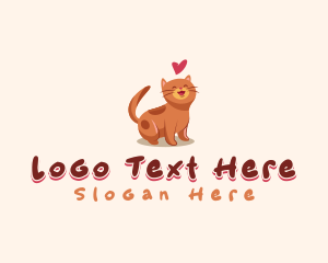 Feline - Cute Cat Heart logo design