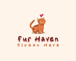 Cute Cat Heart logo design