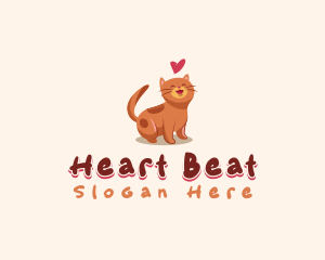 Cute Cat Heart logo design