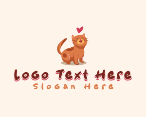 Veterinary - Cute Cat Heart logo design