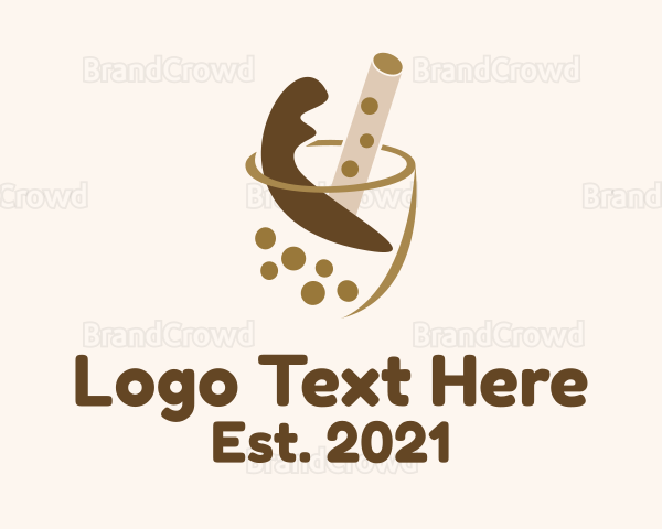 Chocolate Bubble Tea Drink Logo