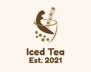 Chocolate Bubble Tea Drink logo design