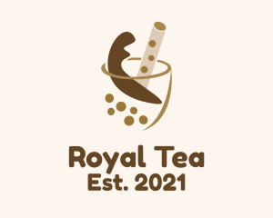 Chocolate Bubble Tea Drink logo design