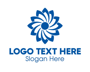 Wind Energy - Blue Flower Turbine logo design