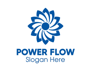 Turbine - Blue Flower Turbine logo design