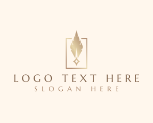 Publishing - Luxury Quill Feather logo design