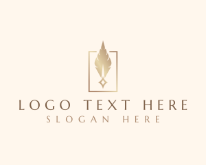 Poet - Luxury Quill Feather logo design