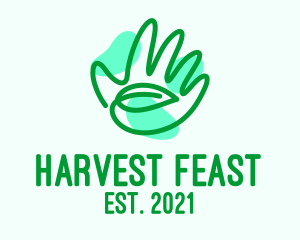 Green Hand Leaf  logo design